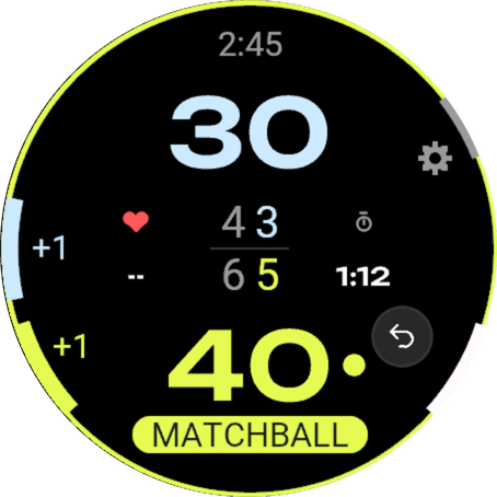 Garmin-Uhr beim Matchball