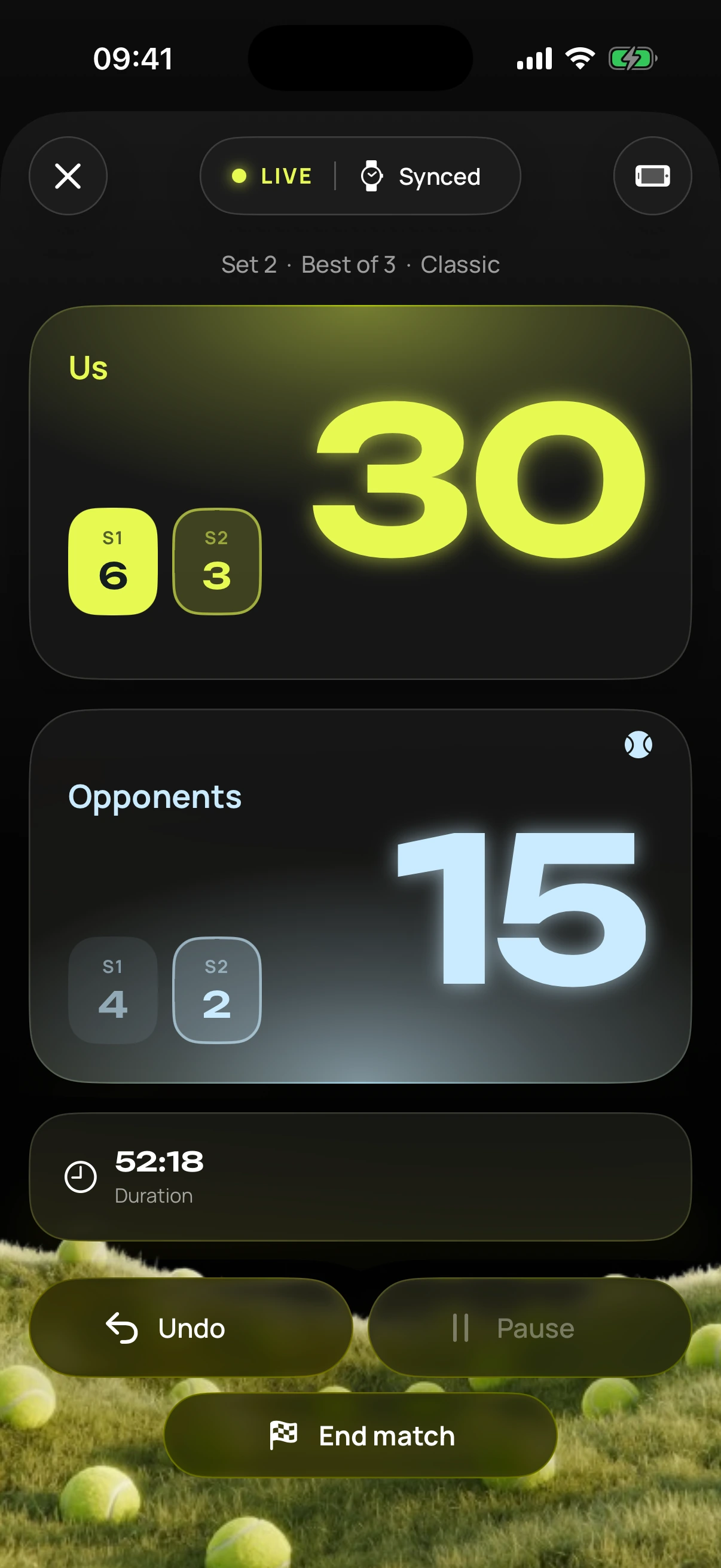 iPhone showing the live display of a Garmin match