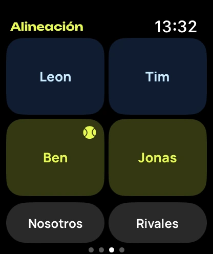 Apple Watch con la alineación de cuatro jugadores